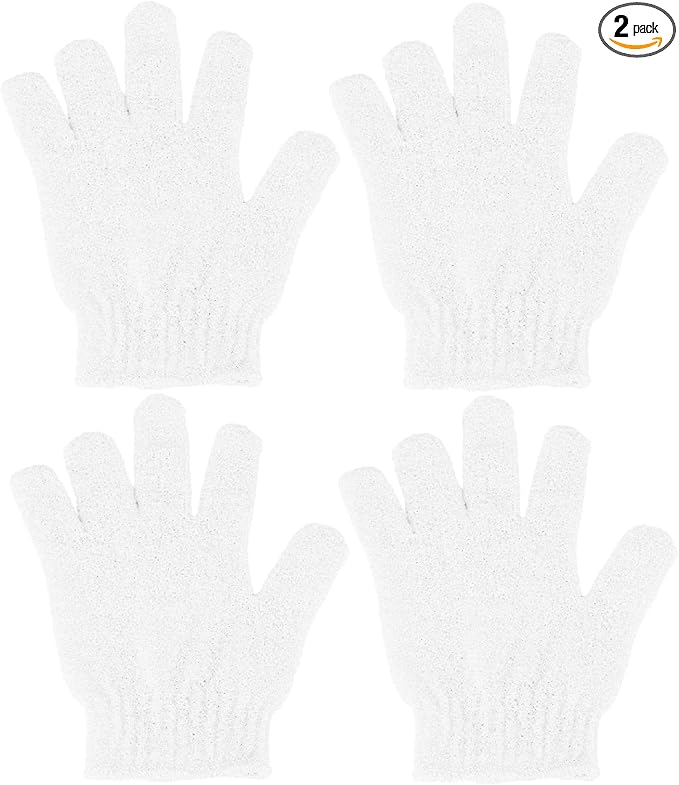 4 Pcs Shower Gloves, Exfoliating Gloves, Exfoliating Mitt, Exfoliating Body by CREHODEC
