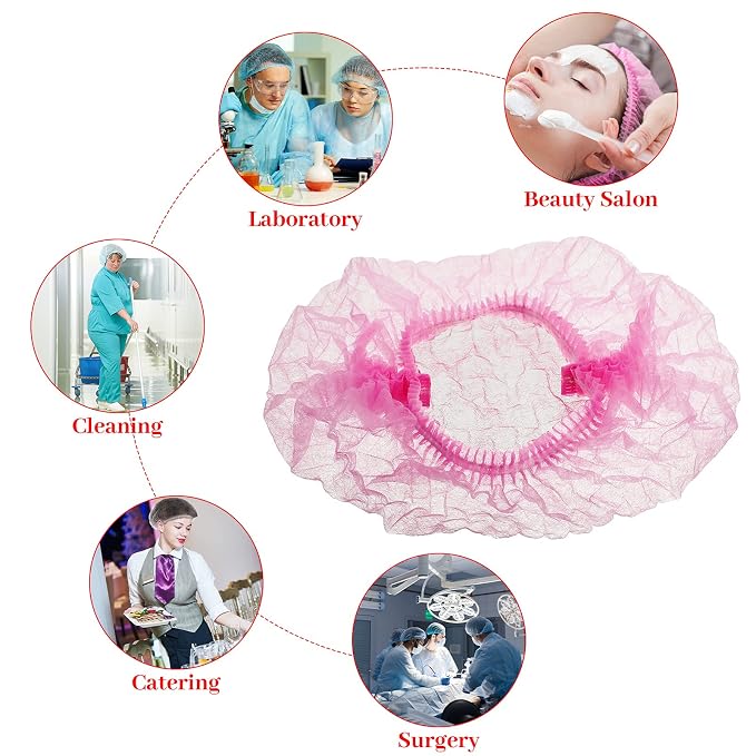 100 Pcs Disposable Nonwoven Bouffant Caps 21 Inch Hair Net Elastic Cap Hair - Image 6