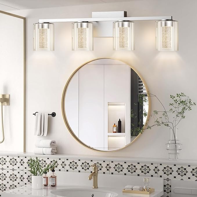 LED Modern Bathroom Light Fixtures Over Mirror, 4-Light Brushed Nickel Vanity - Image 2