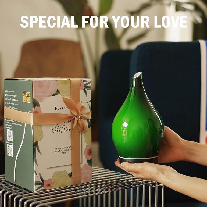 Porseme 150ml Essential Oil Diffuser Glass Color Changing Aroma Air Diffusers - Image 6