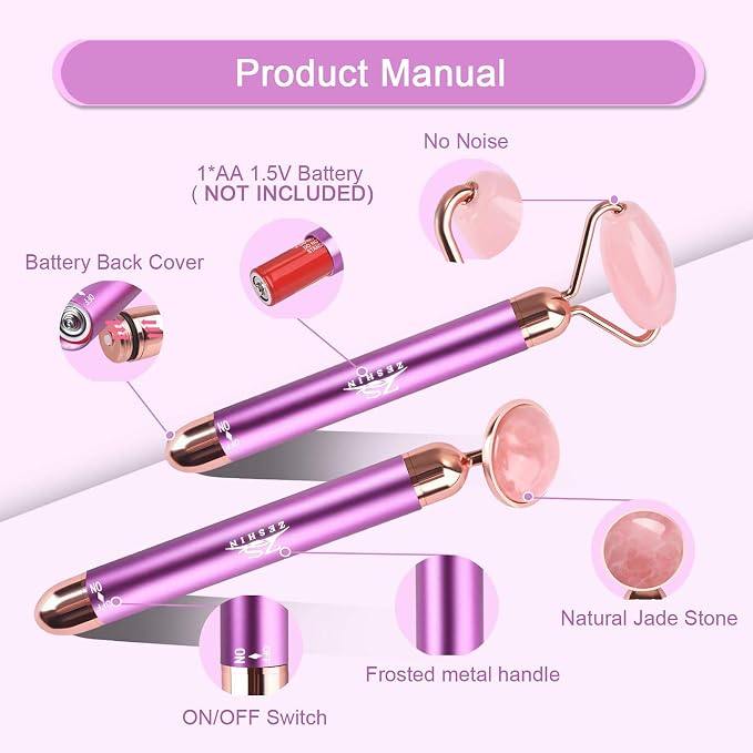 Upgrade 2 in 1 Vibrating Face Roller, Electric Jade Roller Facial Massager - Image 7