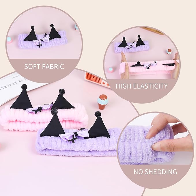 Spa Headband for Washing Face, 2 Pack Cute Hair Band for Shower Yoga Beauty - Image 4