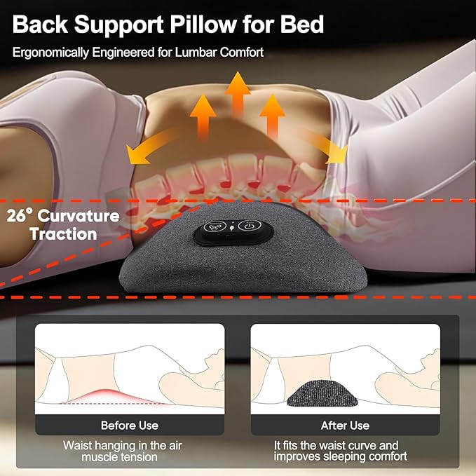 3 in 1 Back Massager, Electric Lumbar Support Pillow Heat Vibration Massage - Image 3