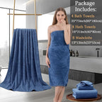 8-Piece Navy Bath Towels Set, 2 Oversized Large Bath Towels Sheet, 2 Hand - Image 5