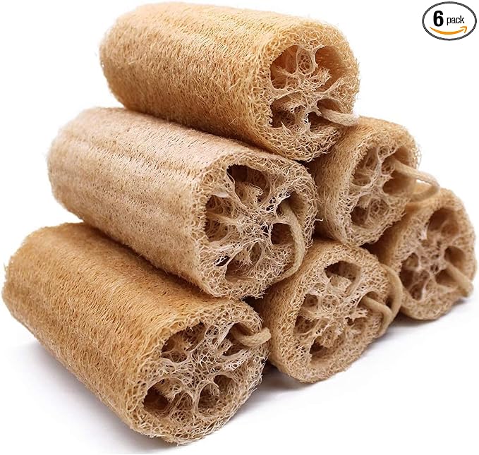 Natural Loofah Sponge, METLUCK 6 Pack Organic Real Loofah Exfoliating Body by HOME