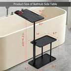 3 Layer Bathtub Tray Table, Bamboo Swivel Bathtub Side Table Height Adjustable - Image 6