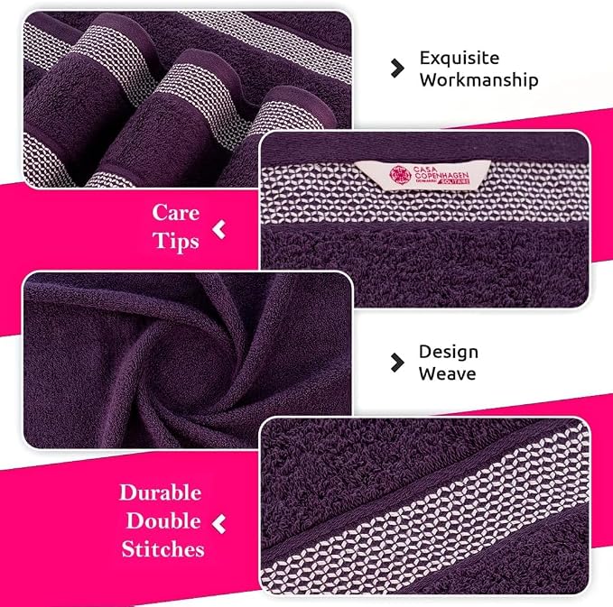 CASA COPENHAGEN Solitaire 6Pcs 100% Egyptian Cotton Large Designer Towels Gift - Image 3