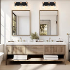 Licperron Farmhouse 3-Lights Wood Bathroom Vanity Light, Rustic Black Bathroom - Image 8