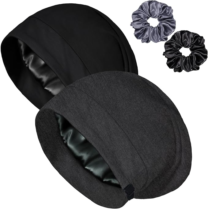 Satin Bonnet for Sleeping Night Cap, Adjustable Satin Lined Silk Bonnets Sleep by ROYBENS
