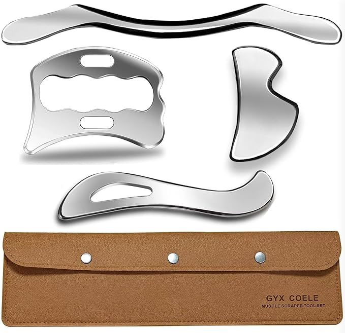 Professional Muscle Scraper Tool Set, 4-Piece Stainless Steel IASTM Tools by GYXCOELEIASTMTOOL