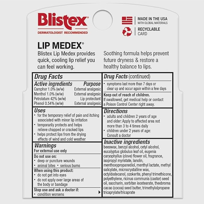 Blistex Lip Medex Stick, 0.15 oz Each, Advanced Hydration, Medicated Relief - Image 2