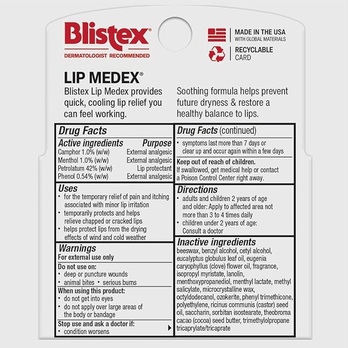 Blistex Lip Medex Stick, 0.15 oz Each, Advanced Hydration, Medicated Relief - Image 2