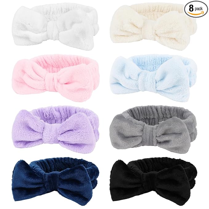 8 Pack Spa Headband for Washing Face Stocking Stuffers Skincare Headbands Bulk by TIOSRU