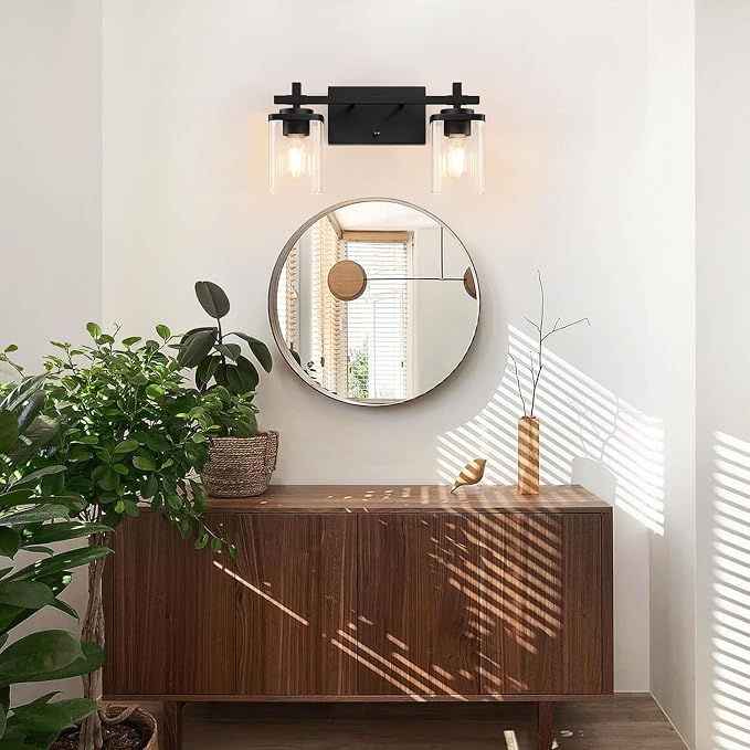 2-Lights Bathroom Vanity Lights, Matte Black Vanity Light Fixtures Over Mirror - Image 6