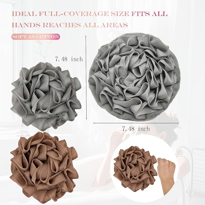 2-Pack Loofah Washcloth Combo 2-in-1, Exfoliating Soap Saver Pouch - Image 6