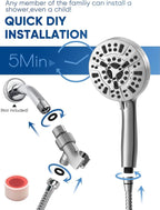 Pavezo® High Pressure Shower Head Handheld 5" Large, Extra Long 60" SS Hose - Image 6