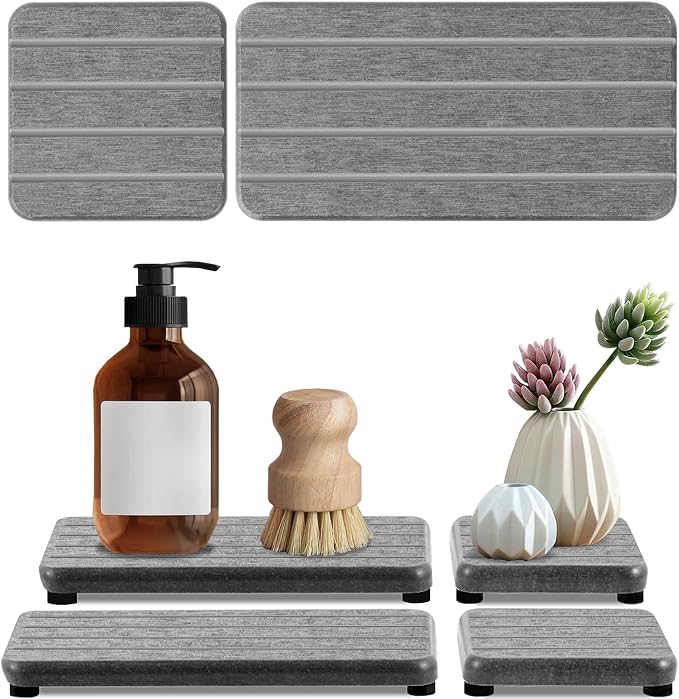 4PCS Stone Drying Tray for Bathroom Sink and Kitchen Counter, Fast Drying by Unknown