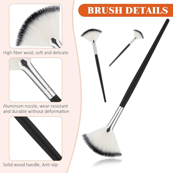 9 Pieces Facial Fan Mask Brushes, Soft Facial Applicator Brushes Tools - Image 3