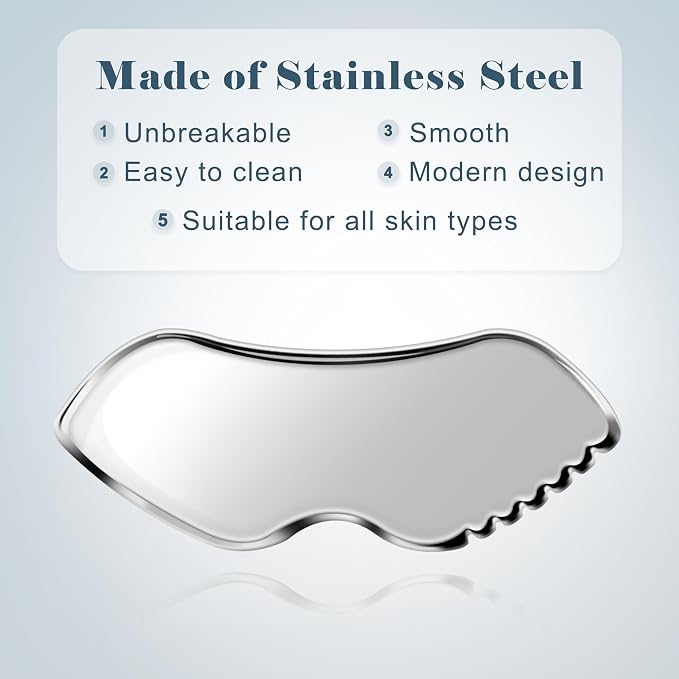 MoHern 2 Pcs Stainless Steel Gua Sha Tool, Gua Sha Facial Tools, Durable GuaSha - Image 2