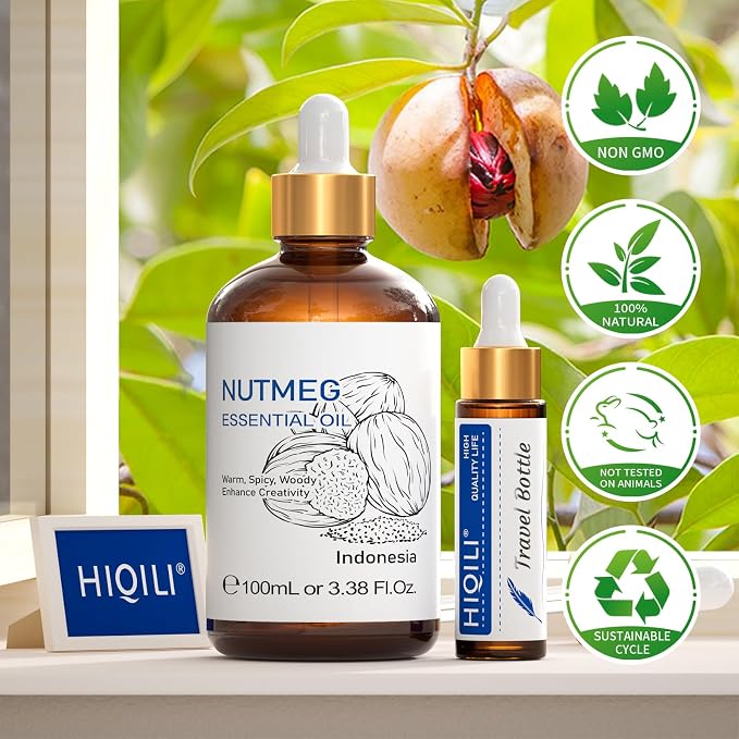 HIQILI Nutmeg Essential Oil 3.38 Fl Oz, Pure Natural Nutmeg Oil - Image 8