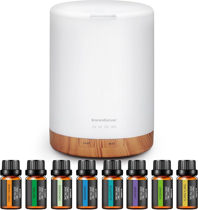 InnoGear Aromatherapy Diffuser & 8 Essential Oils Set, 300ml Premium 5-in-1 by InnoGear