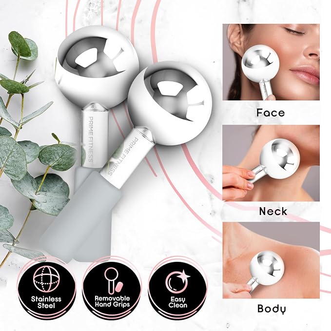 Ice Globes for Facials | Unbreakable Steel Cooling Roller | Cryo Sticks for - Image 2