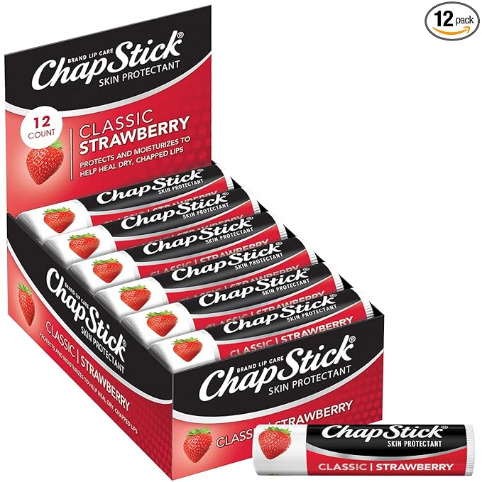ChapStick Lip Care, Classic Strawberry 12-Count – Bulk Lip Balm, Fruity & Sweet by ChapStick