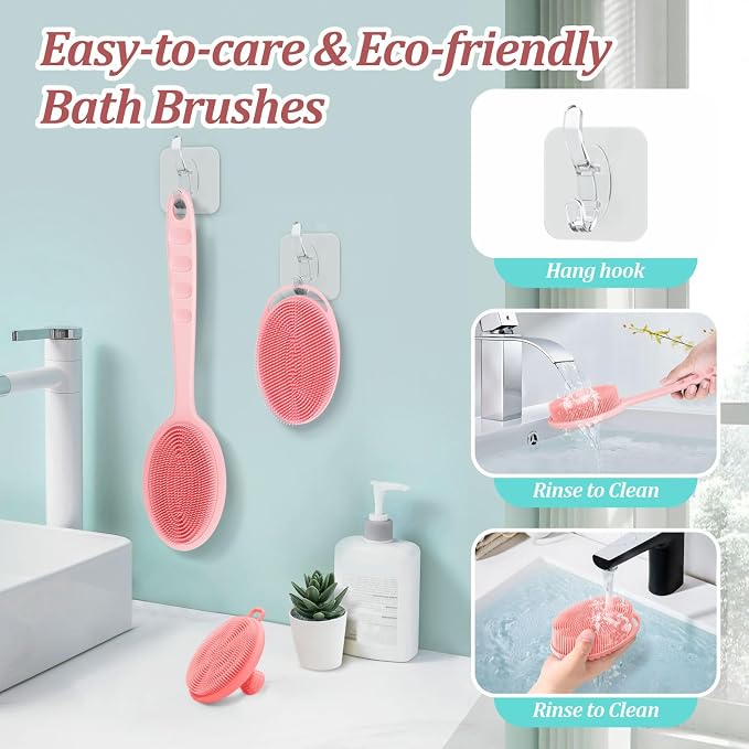 Silicone Back & Body & Face Scrubber Set 3PCS, Gentle Exfoliating Back & Body - Image 8