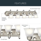 Kichler 30" 4-Light Vanity Bath Light in Brushed Nickel, Modern Bathroom Light - Image 8
