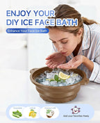 Ice Face Bowl with Built-in Ice Tray, Collapsible Silicone Facial Ice Bath Bowl - Image 2