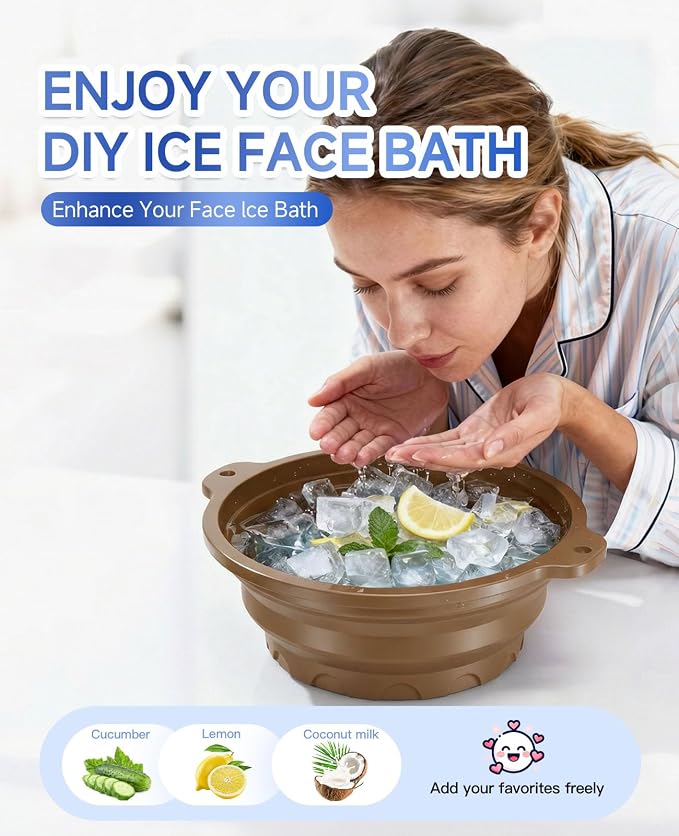 Ice Face Bowl with Built-in Ice Tray, Collapsible Silicone Facial Ice Bath Bowl - Image 2