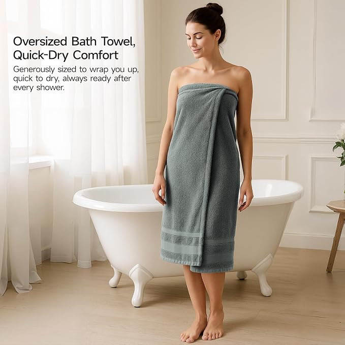 REDKISS 100% Cotton Bath Towels Set of 2, Extra Large Bath Sheets 35 X 70 Inches - Image 3