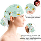 Women Working Cap with Buttons Bouffant Hat Autumn Leaves Nurse Scrub Caps Long - Image 3