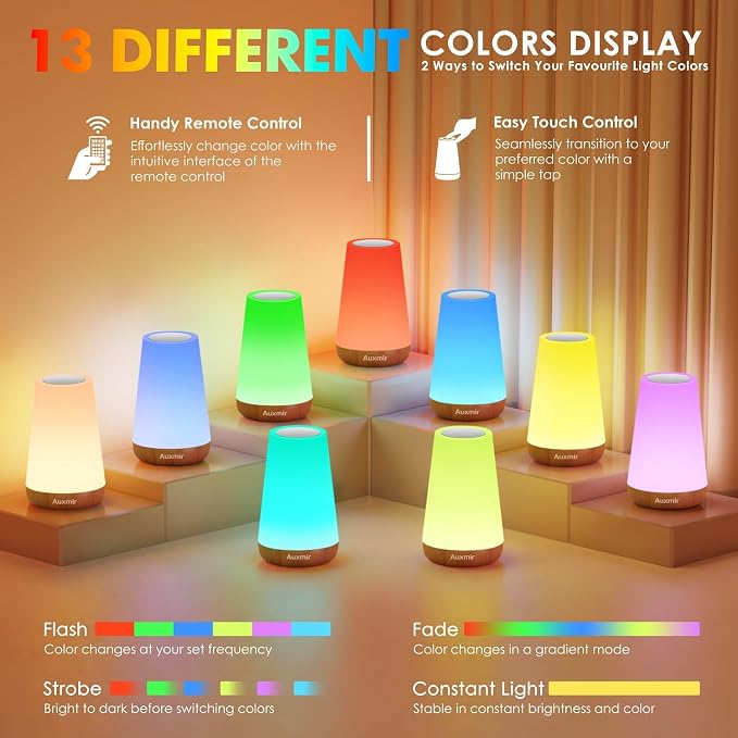 Auxmir Night Light, Dimmable Touch Lamp - Image 2