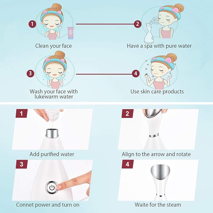 Facial Steamer for Facial Deep Cleaning, Moisturize, Unclog Pores, Face Spa - Image 7