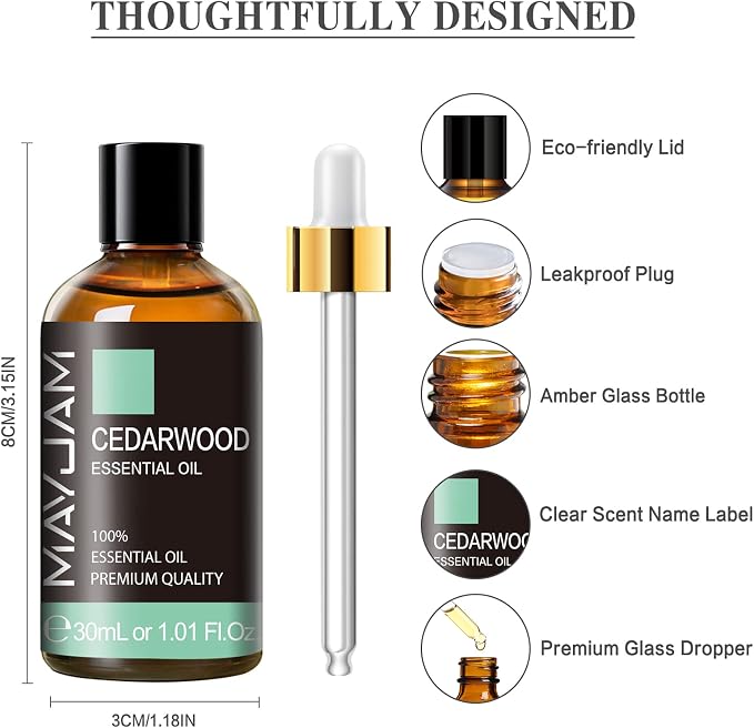 Cedarwood Essential Oil 1.01fl.oz/30ML, MAYJAM Premium Cedarwood Oil - Image 6