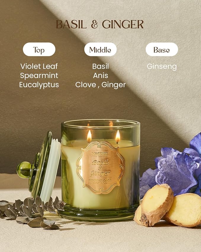 M&SENSE Basil Ginger Scented Candles, Plant-Based Soy Candles Non Toxic - Image 2