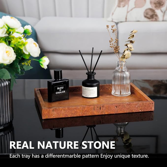 Real Natural Marble Tray for Bathroom, Kitchen and Desktop, Rectangle Genuine - Image 4