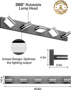 VOLISUN Modern 5-Light, 40-Inch Black Bathroom Vanity Light Fixtures, 360 - Image 4