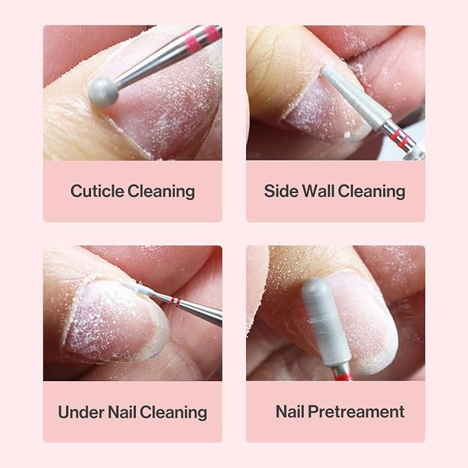 MelodySusie 1.2mm Pear Shape Cuticle Clean Nail Drill Bit 3/32'', Professional - Image 8