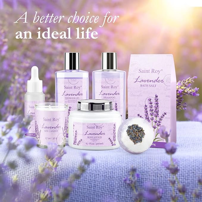 Mothers Day Gifts for Women, Lavender Bath and Body Gift Basket, Spa Kit for - Image 6