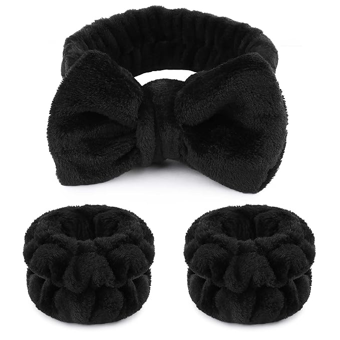 WSYUB Makeup Headbands, and 2Pcs Wrist Spa Wash Band Absorbent Wristbands by WSYUB