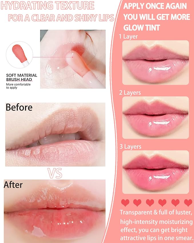 Plumping Lip Glow Oil, Hydrating Tinted Lip Oil Gloss, Glow Reviver Lip Oil - Image 5