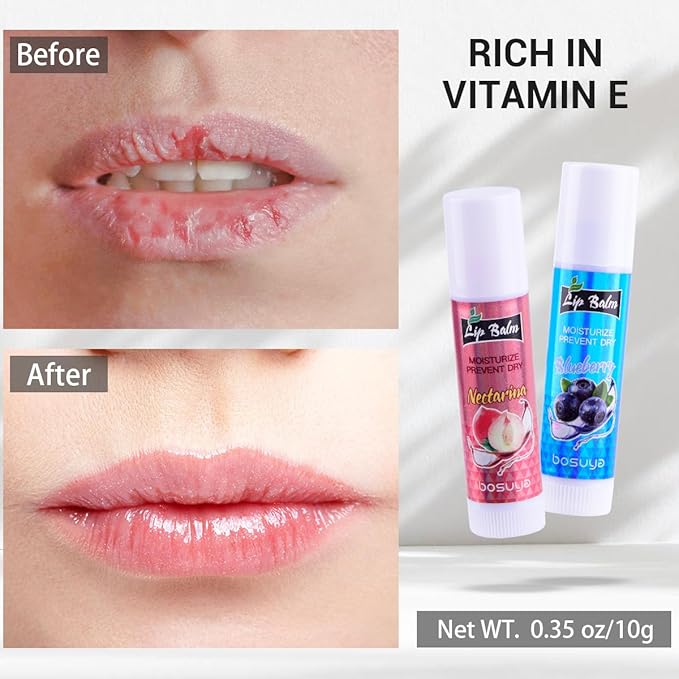 6 Pack Lip Balm, Fruit Flavoured Lip Balms, All Day Moisturising, Soft Natural - Image 3