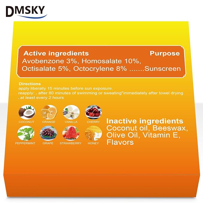 DMSKY SPF 30 Lip Balm 8 Pack, Broad Spectrum Sunblock - Image 3