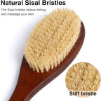 Wooden Bath Brush with Stiff Sisal Bristles Long Handle - Image 2