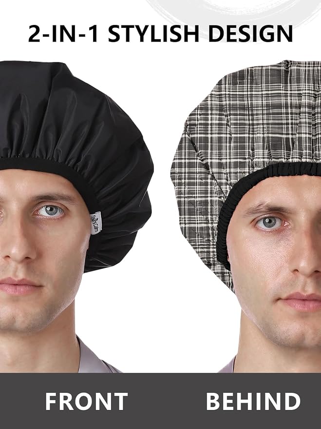 Years calm Men Shower Cap Reusable Waterproof, Dual-Layer Design, Double-Sided - Image 3
