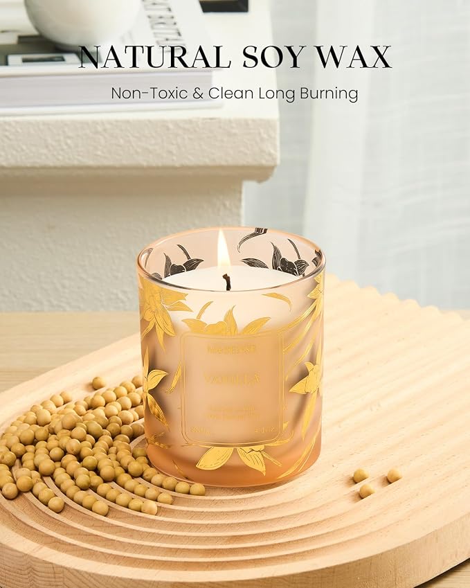 M&SENSE Vanilla Scented Vegan Soy Candles, Creamy Naturally Scented No Toxin - Image 2