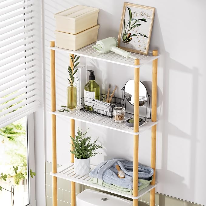 AmazerBath Over The Toilet Storage Bamboo, Bathroom Storage Organizer Shelf - Image 3