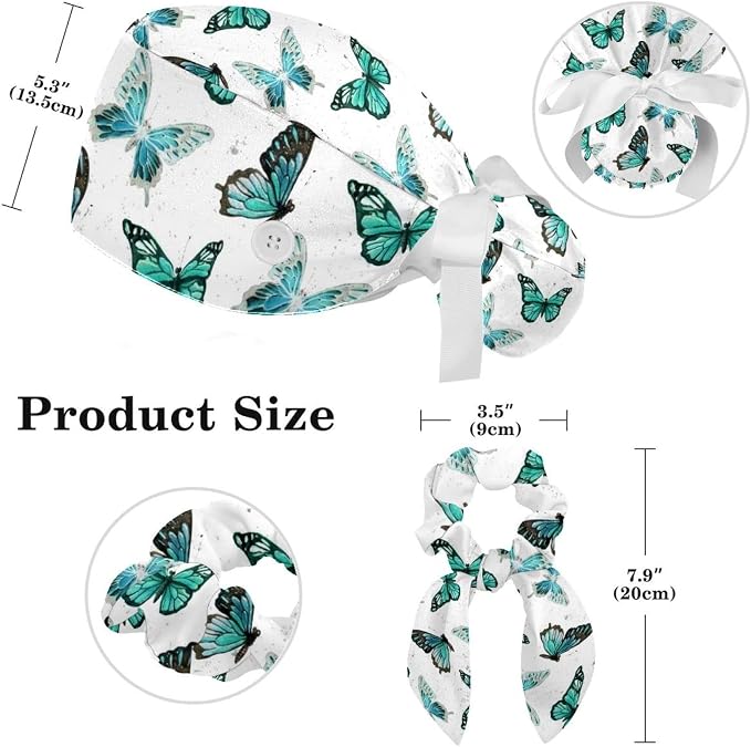 Adjustable Brown Dachshund Dog Blue Surgical Scrub Cap - Image 2